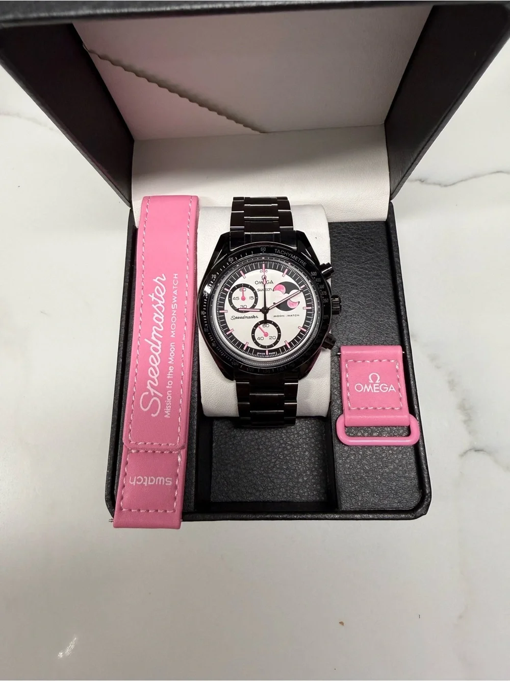 MoonSwatch MOD Mission to the PINK MOONPHASE on Stainless Steel
